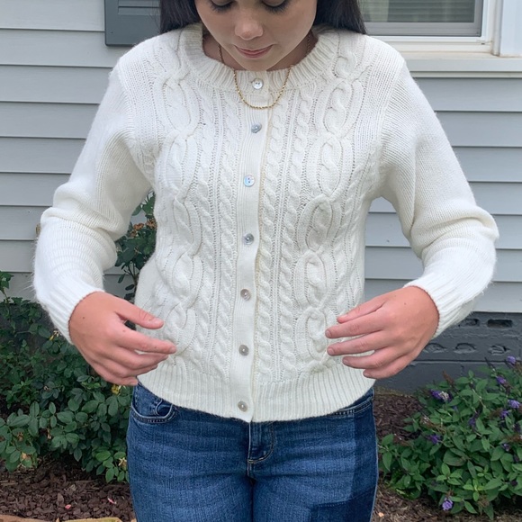 White Button Up Dressbarn Sweater - Picture 10 of 13